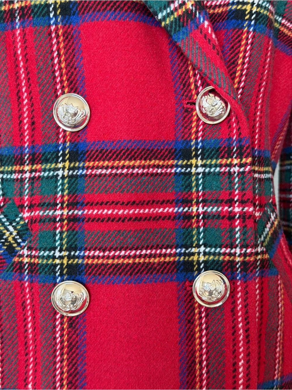 Venus Red Tartan Plaid Fitted Double-Breasted Longline Blazer Jacket - 8 - Picture 4 of 15